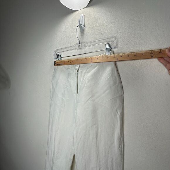 Kate Hill Petit White Linen High-Rise Flat Front Side Pockets Dress Pants 2P - Picture 12 of 14